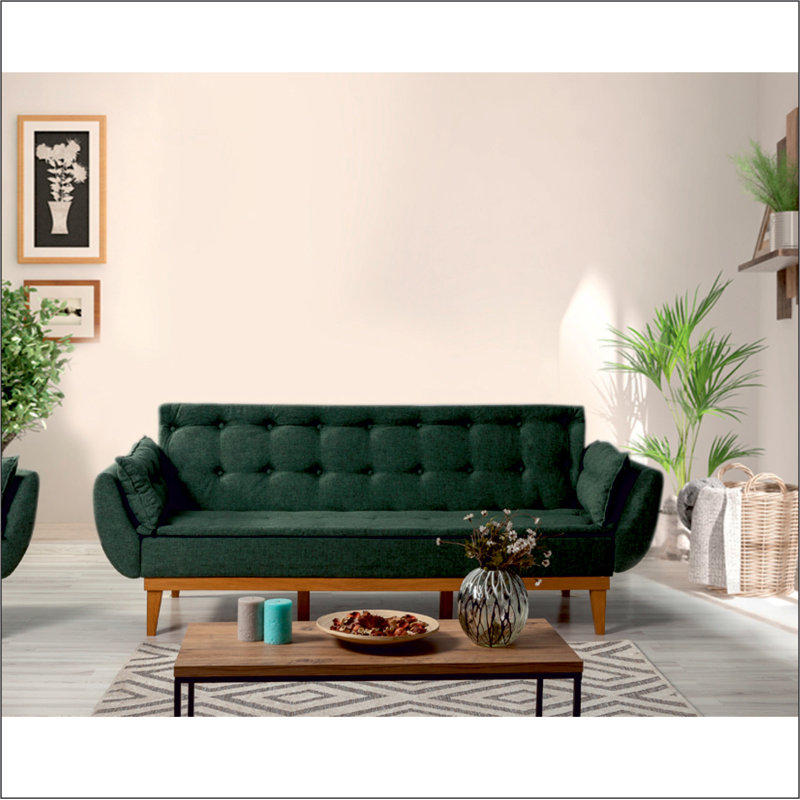 Canapé-lit 85,4 po, 100 % lin vert
