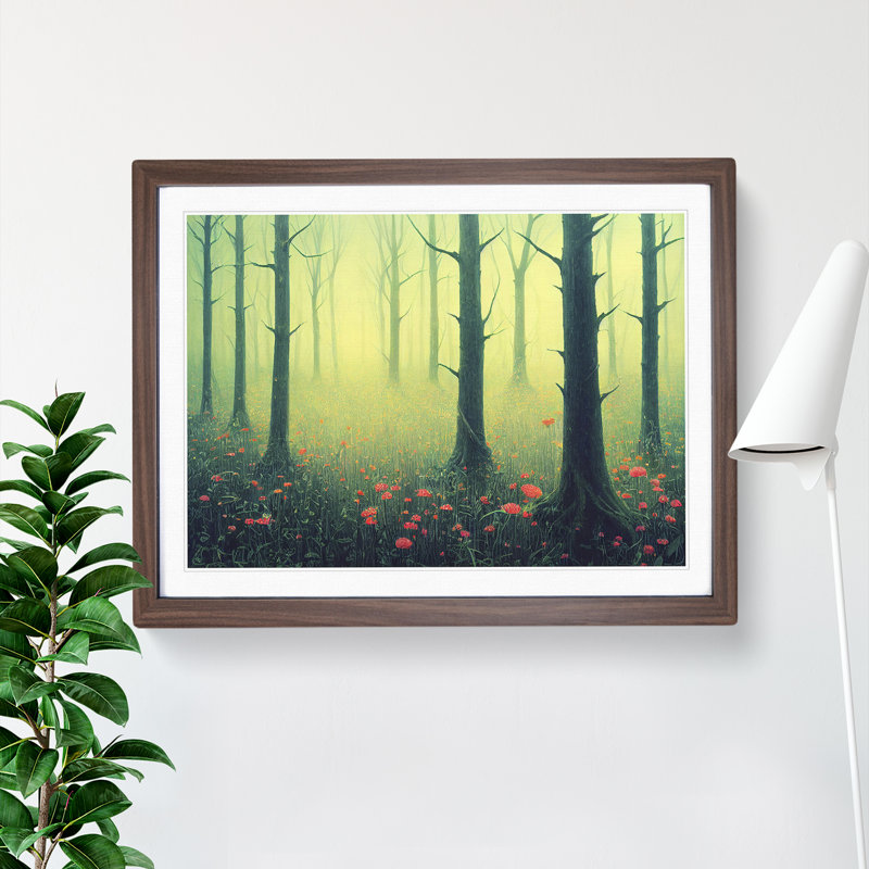 Fabulous Spring Forest 1 Piece Single Picture Frame Wall Art, 34cm H x 46cm W x 2cm D, Walnut Framed