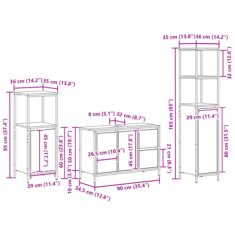 Bathroom Furniture Suite, Light Wood