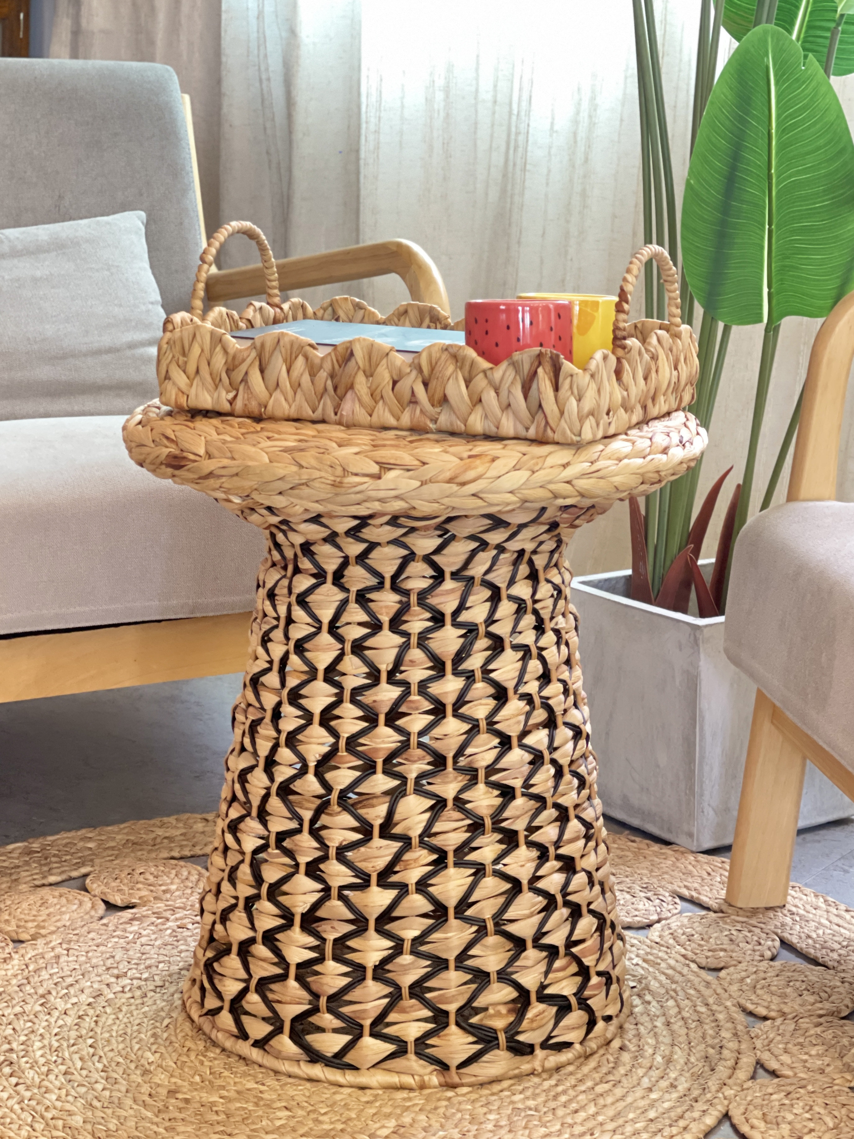 Wayfair Rattan Table Bay Isle Home™ Aaraf Side Table Rattan End Table | Wayfair