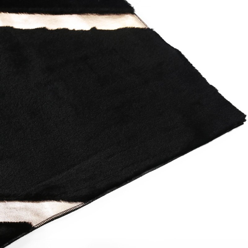 Tapis noir en peluche à rayures rose doré 7,83 x 10 pi, Rectangle 7 pi 10 po x 10 pi