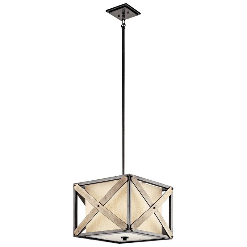 Lustre rectangulaire / carré unique à 4 lumières Cahoon, 1, H 51 po x l 16,25 po x P 16,25 po