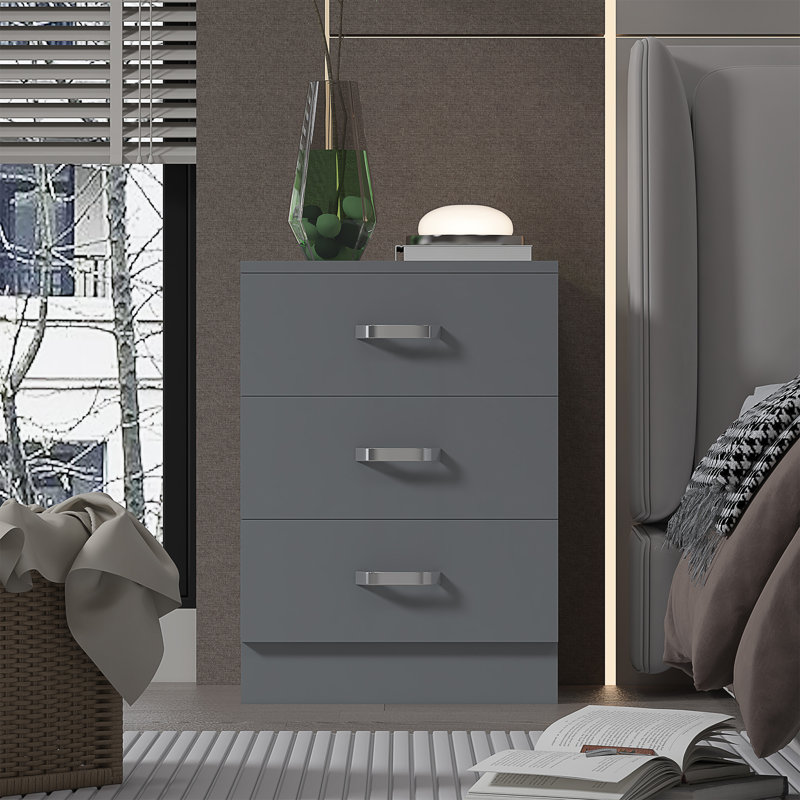 Lycinda 3-Drawer Chest of Drawers, Grey