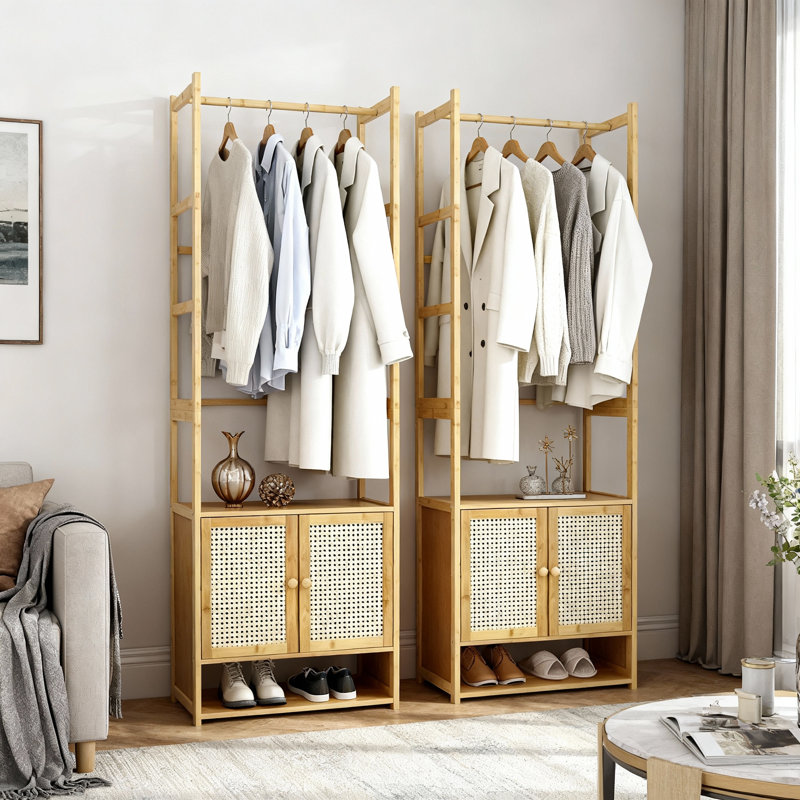 Loxi 24.4'' Solid Wood Clothing Rack