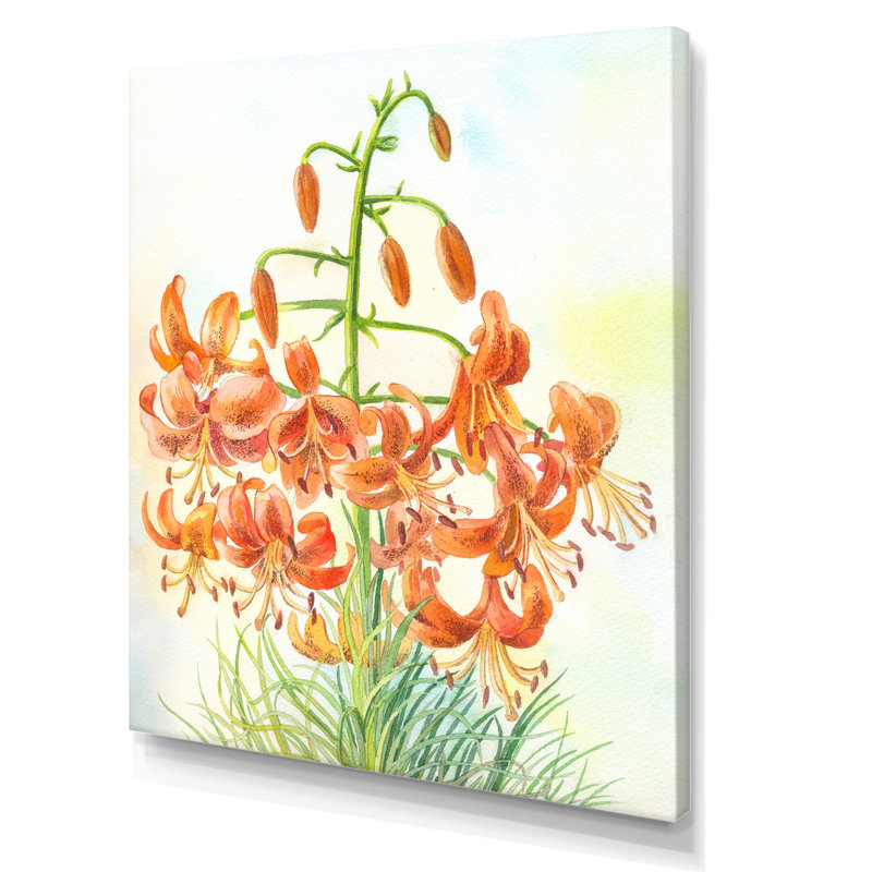 Bouquet de lys orange II - reproduction d'art sur toile traditionnelle, H 20 po x l 12 po x P 1,5 po, Toile tendue