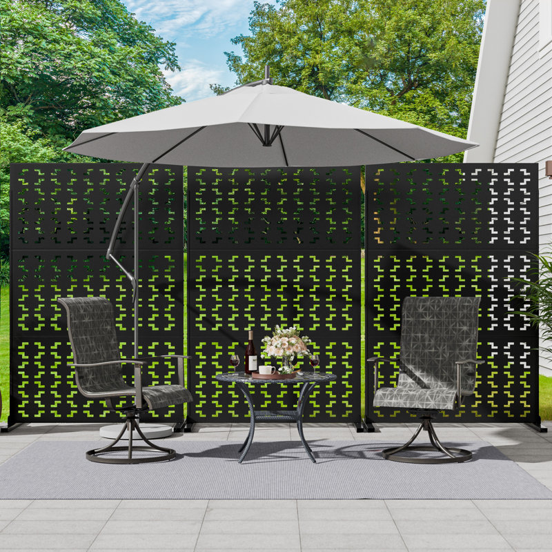 Square-Black Pattern Metal Privacy Screen Wall