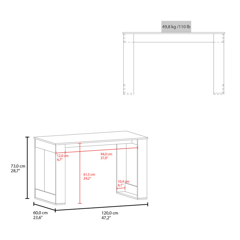 Bureau d'écriture compact 120, bureau de travail pliable multifonctionnel, Black