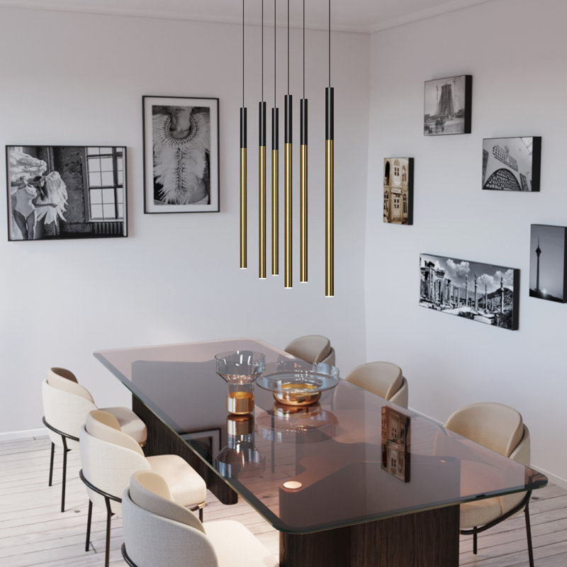 Baileyton 6 - Light Kitchen Island Pendant, Black Top/Brushed Brass