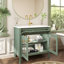 Meuble-lavabo autoportant de 35,6 po, verre, lumières à détecteur de mouvement intégrées, meuble-lavabo intégré haut de gamme pour salle de bain de 36 po, rangement spacieux, assemblage facile,