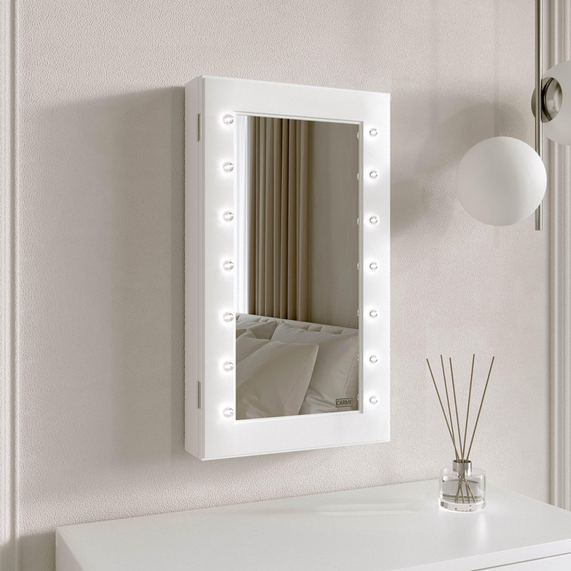 Beedeville Wall Jewelry Armoire, White