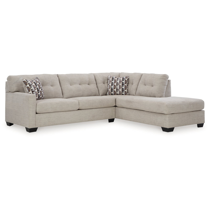 Canapé modulaire 2 pièces avec méridienne Mahoney, Orienté à droite,  Polyester gris