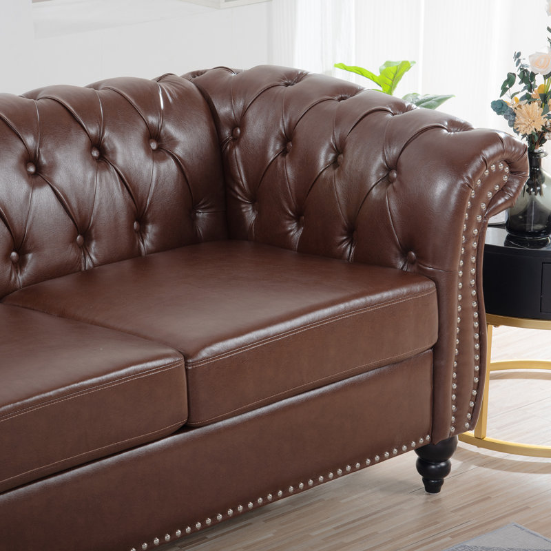 28.35" H x 84" W x 32.09" D, Brown, Black