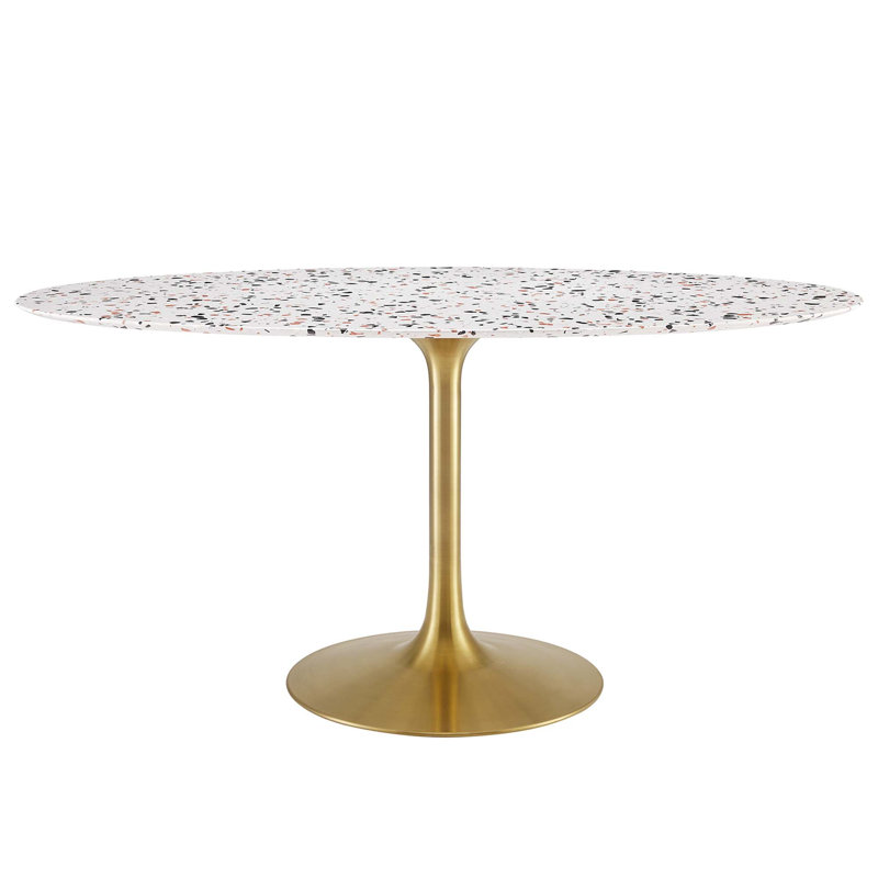 Modway Lippa 60" Oval Terrazzo Dining Table, Gold