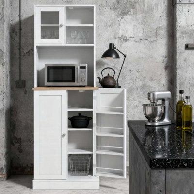 Armoire pour micro-ondes avec tablettes réglables et rangement pour porte