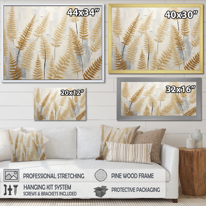Golden Ferns Silent Symphony - reproduction d'art sur toile, Toile tendue, H 34 po x l 44 po x P 1,5 po