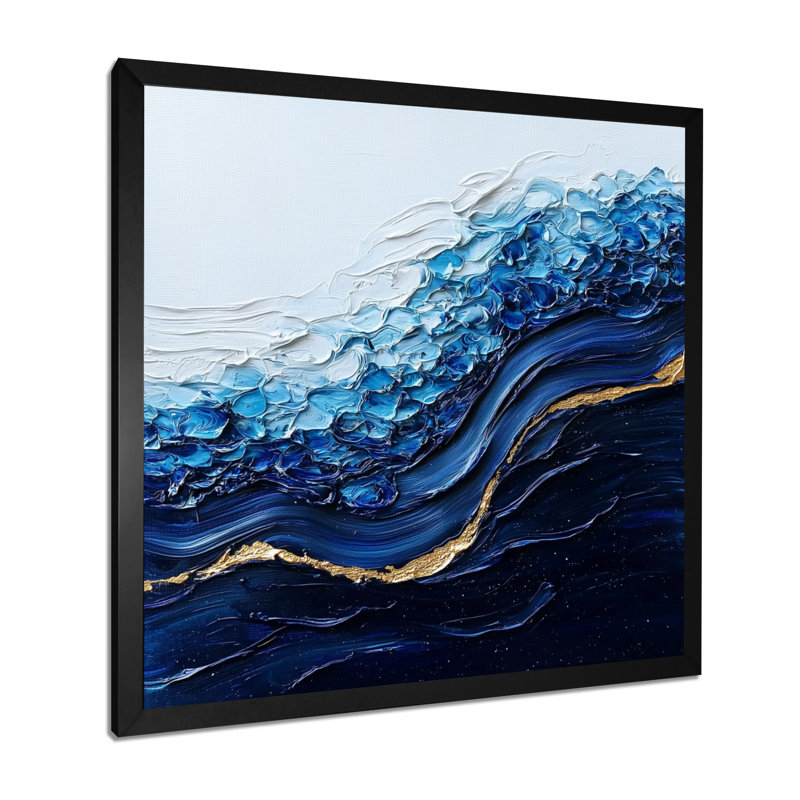 Abstrait aqua abstrait de l'inconnu - Art mural abstrait, Reproduction encadrée d'une seule photo, Noir, H 16 po x l 16 po