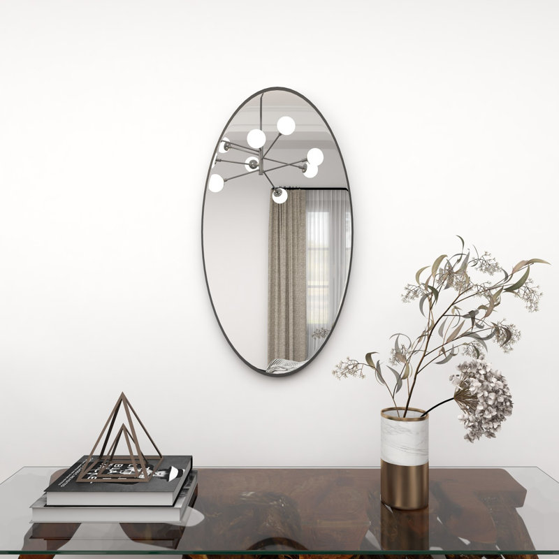 Caitryn Metal Oval Wall Mirror, 32" x 17"