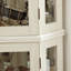 Armoire de coin blanche en verre à 3 côtés avec 4 tablettes réglables trempées, portes à accès facile et éclairage ambiant, présentez vos objets de collection avec style