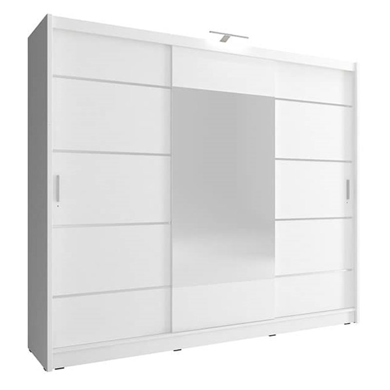 Elree 3 Door Solid + Manufactured Wood Wardrobe, White Matt