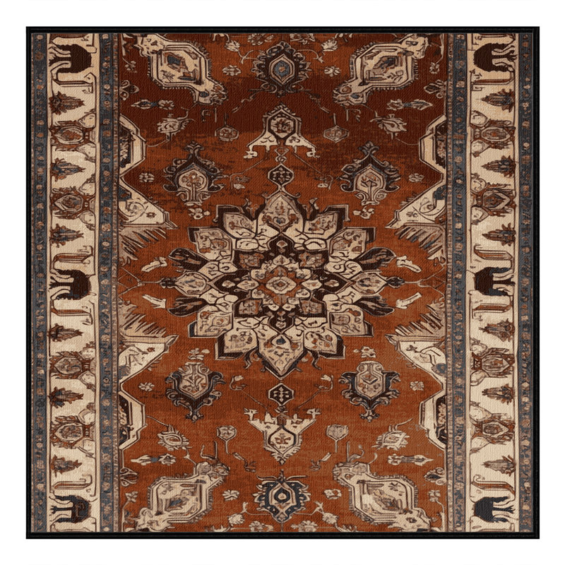 Machine Washable Persian Brown Area Rug, Square 3'