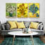 Abstrait - ensemble de 3 reproductions d'art sur toile encadrées