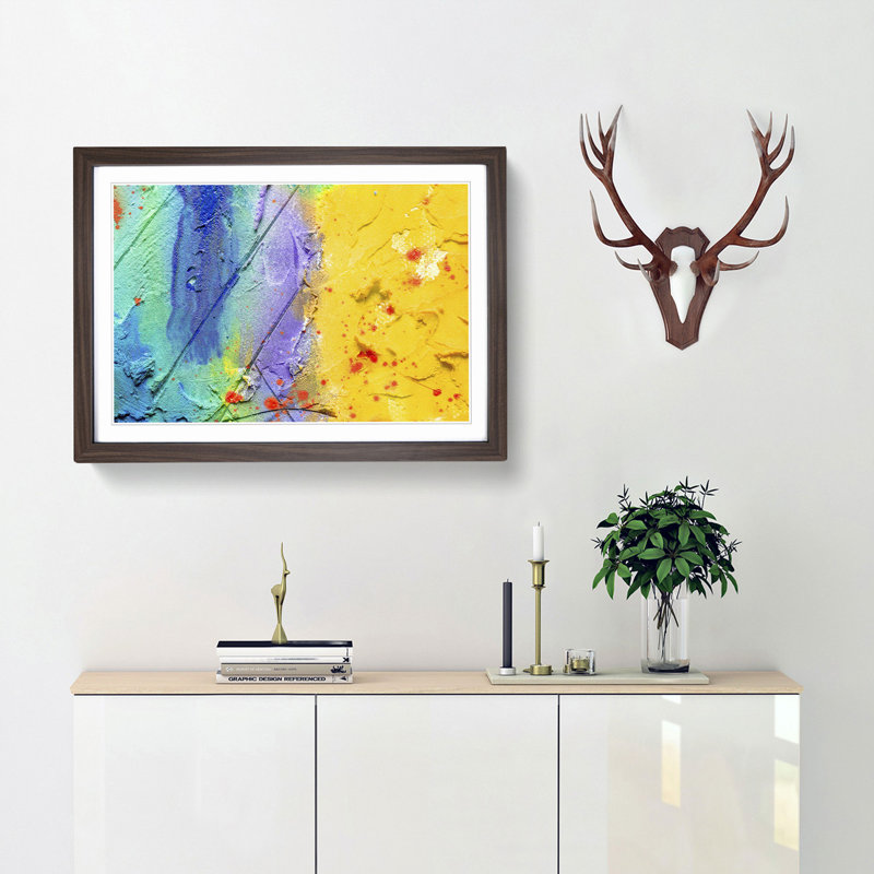 Abstract Art Painting Vol.14 by S.Johnson - Picture Frame Painting Print, 36cm H x 48cm W x 2cm D, Walnut Framed