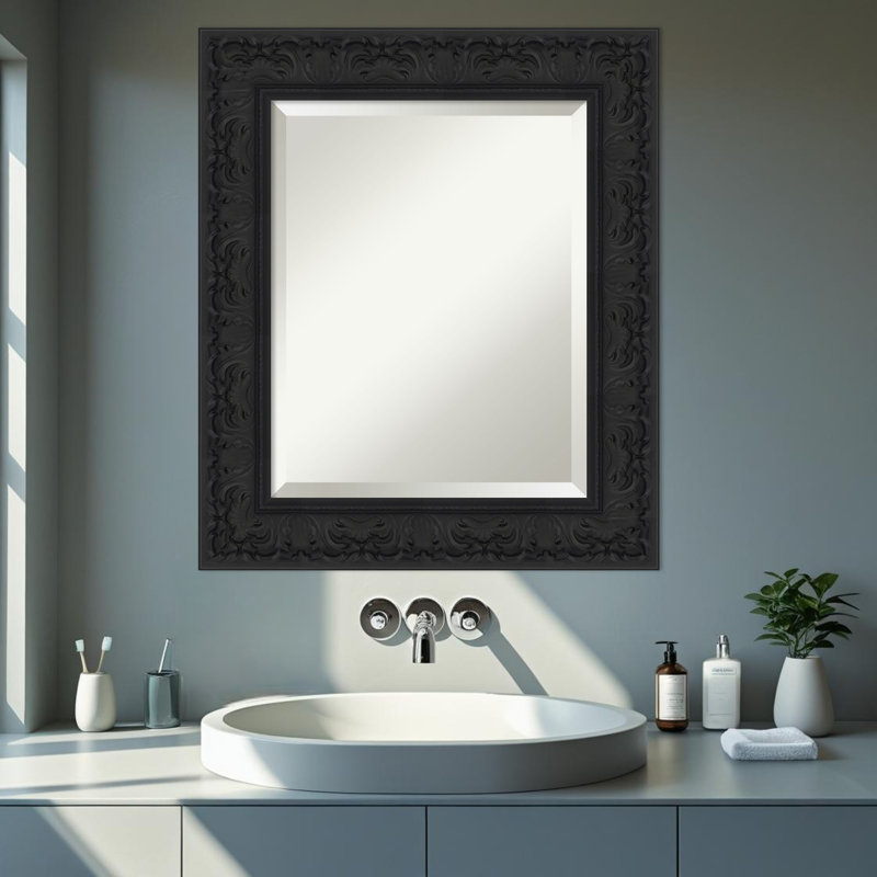 Miroir mural de salle de bain Luxe, 26,75 po x 22,75 po, Noir