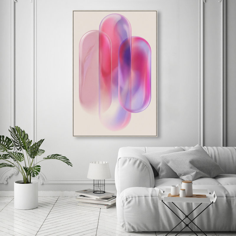 Pink Topaz Gradient Print by Oliver Gal, 46"H x 31"W, Silver Floater Frame