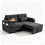 Canapé-lit convertible 3 en 1 de 185 cm (73 po), canapé-lit gigogne avec table d'appoint pivotante à 360°, revêtement en chenille douce, canapé moderne, noir-1681002129