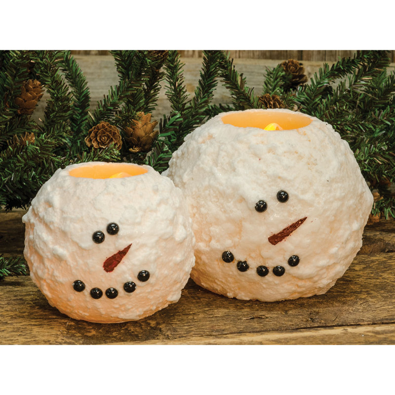 4" Snowman Round LED Candle