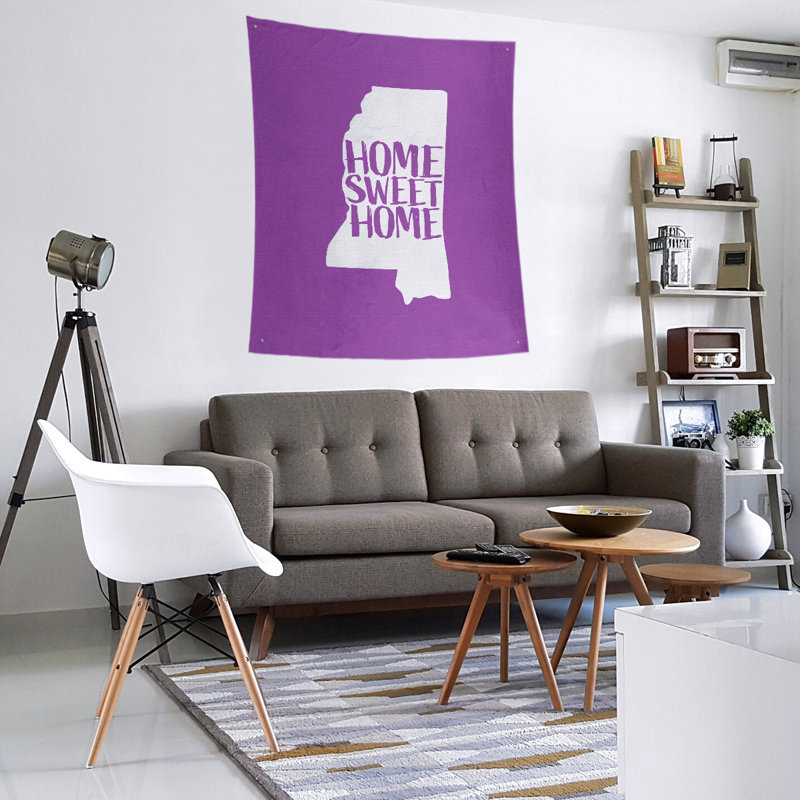 Tapisserie murale Home Sweet Mississippi, H 27,5 po x l 37,5 po, Violet