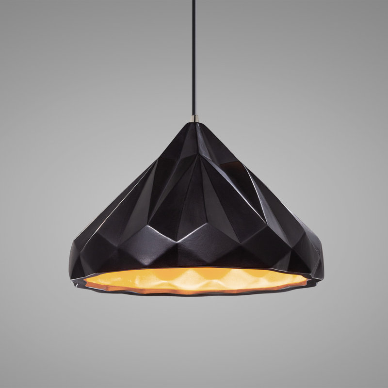 Luminaire suspendu géométrique 1 lumière Cattier, Nickel brossé, Or champagne