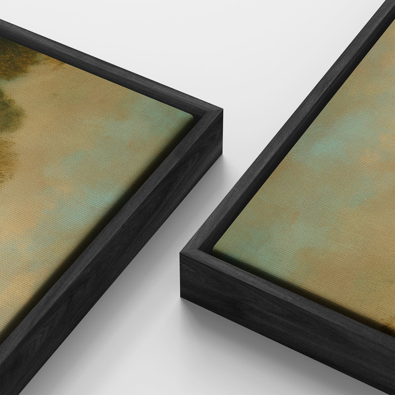Impression sur toile encadrée, "Extra Large Warm Sunset Meadow Landscape Nature Scene", Noir, H 30 po x l 60 po