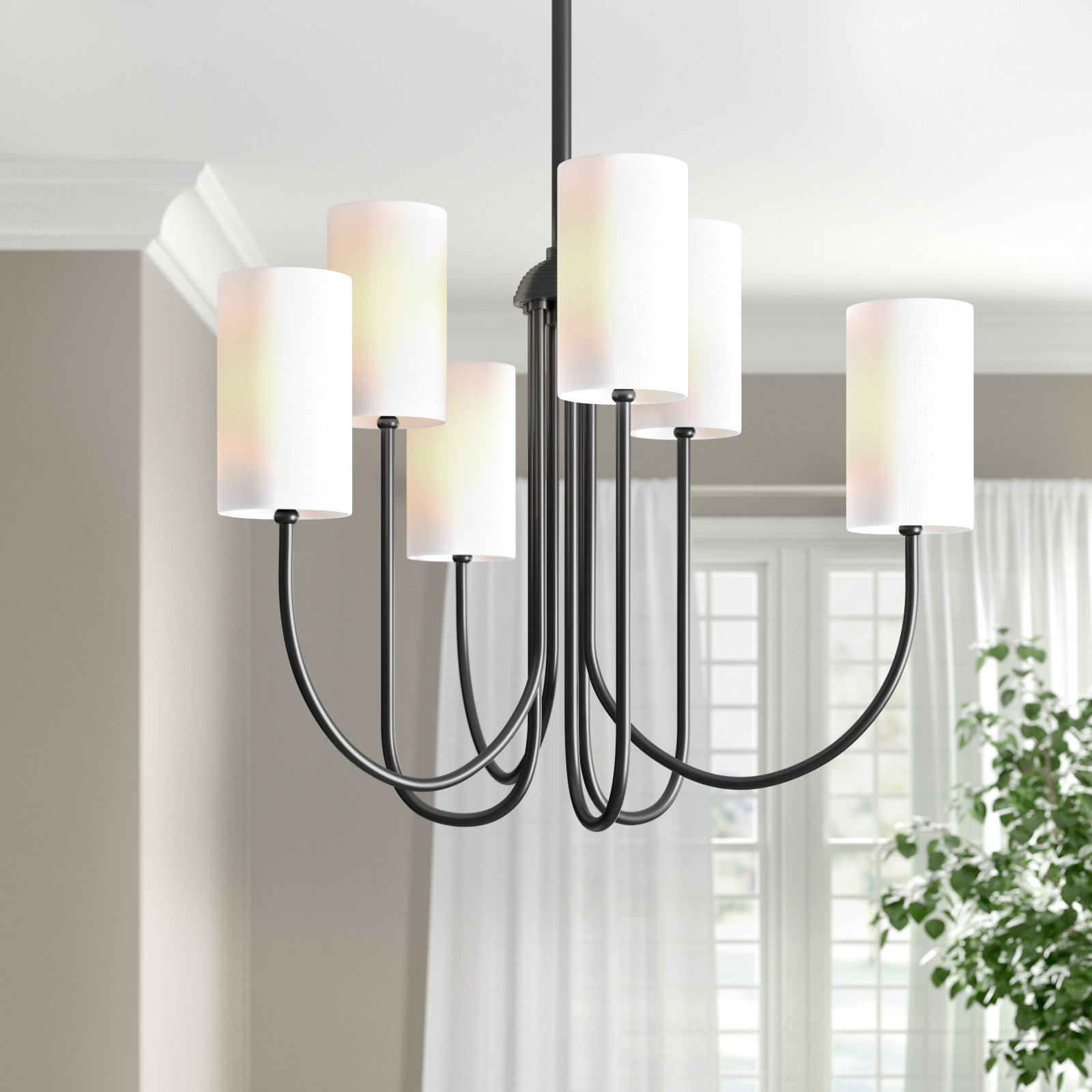 6 - Light Chandelier, Old Bronze