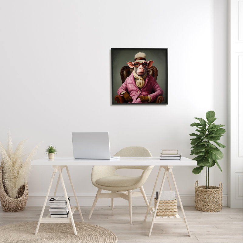 Ba-931 - Mode animalière encadrée sur bois, H 24 po x l 24 po x P 1,5 po, Giclée encadrée noir minuit
