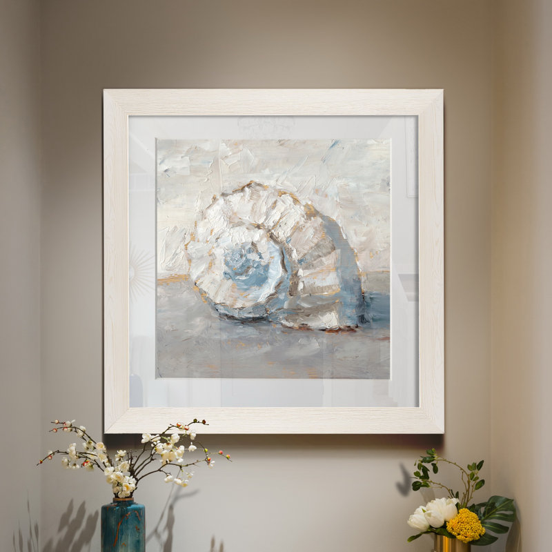Blue Shell Study III-impression de cadre photo sur papier, H 35,5 po x l 35,5 po x P 1,5 po, Papier encadré blanc