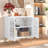 31.4"Carved Buffet Sideboard Cabinet, White-34826909