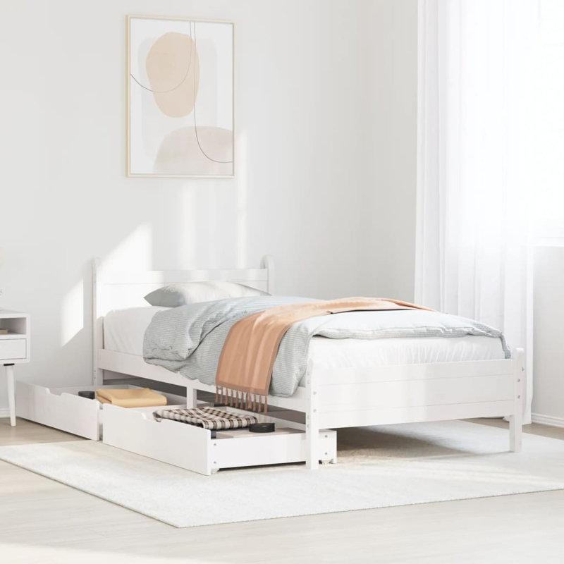 Andel Solid Wood Bed Frame, Kingsize (5'), White, No