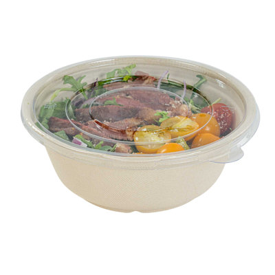 Restaurantware-LIDS ONLY: Pulp Tek Clear Plastic Flat Lids, 100 Disposable Lids For Salad Bowls - Bowls Sold Separately, Built-In Tab, Clear Plastic Flat Lids, Fits 32 Ounce Bagasse Bowls