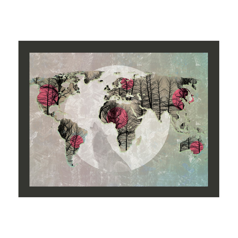 Map of the World - Howling to the Moon Wallpaper, 193cm x 250cm