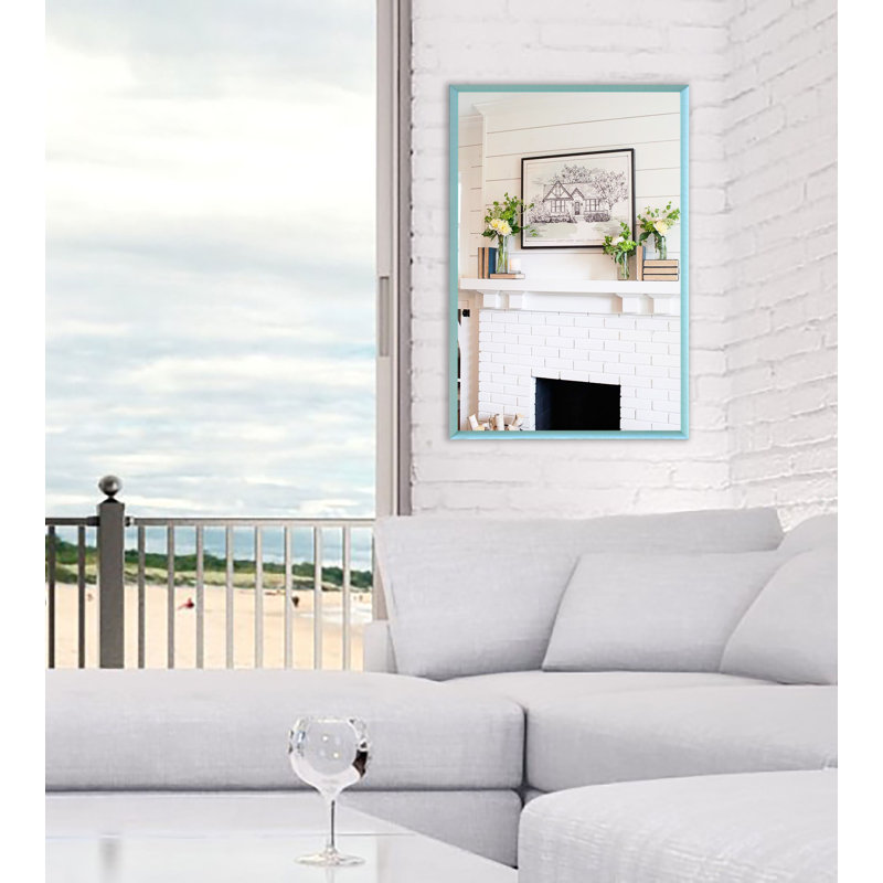 Derosier Metal Flat Wall Mirror, 58.5'' x 20.5'', Robins Egg