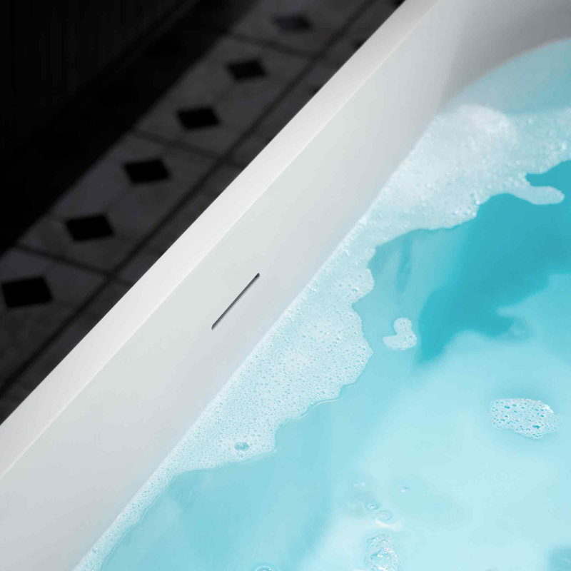 Cove WOODBRIDGE 59" L x 29-7/8" W Luxury Contemporary Solid Surface Stone Resin Freestanding Bathtub in Matte White