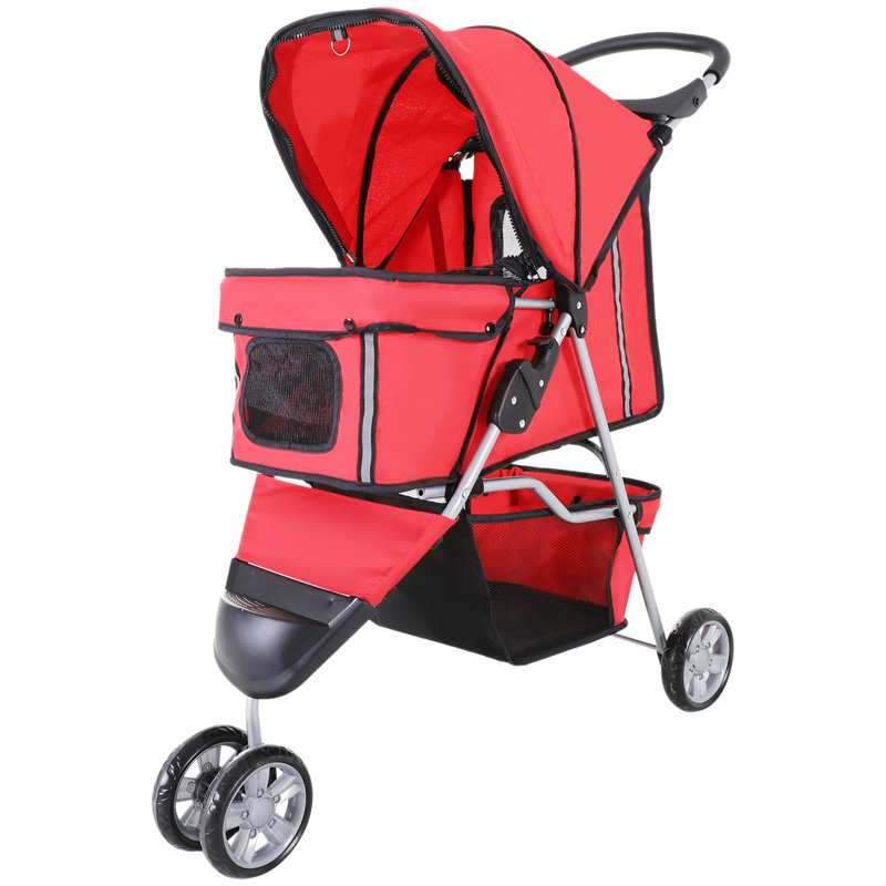 Patrice Foldable Pet Stroller, Red