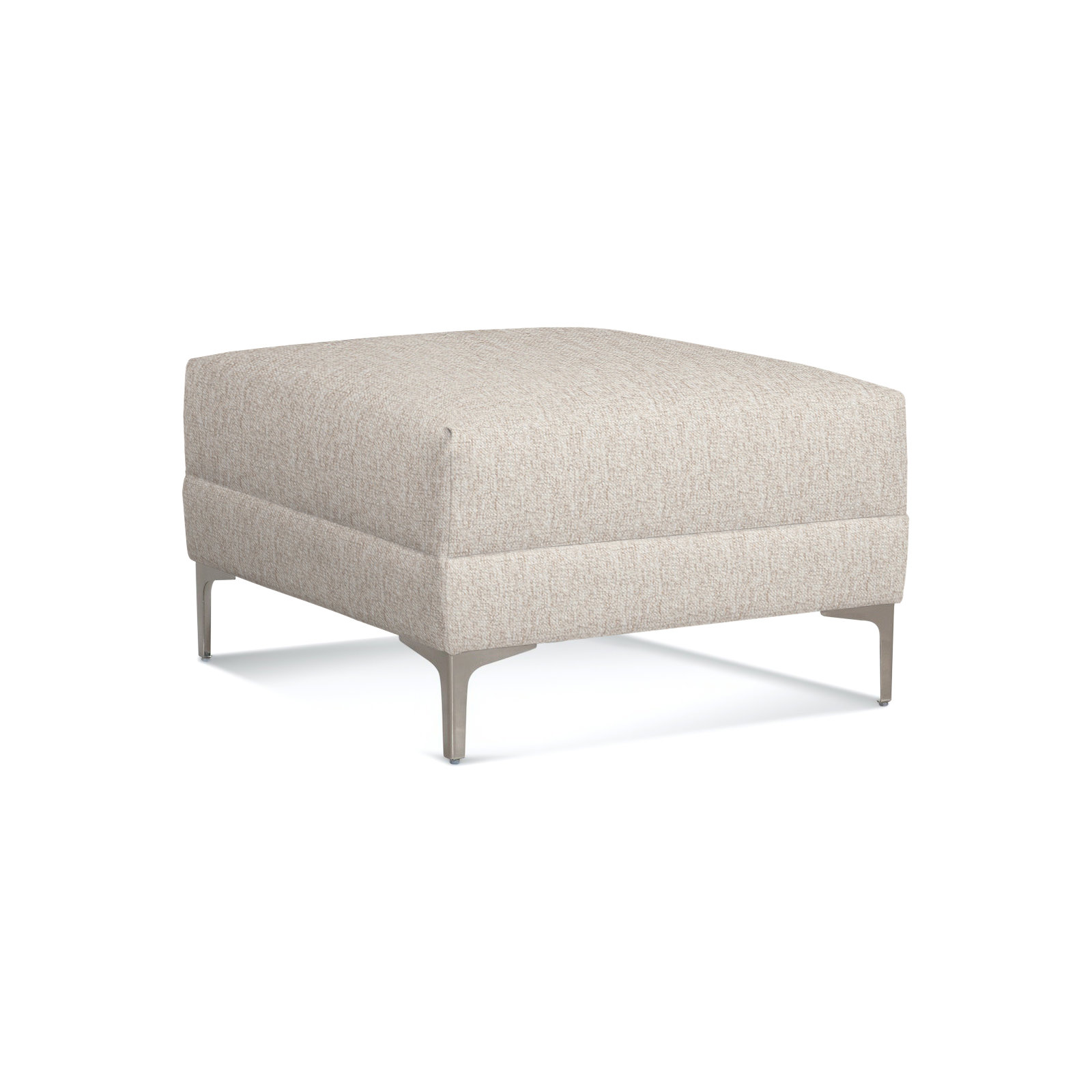 Alexa Upholstered Ottoman, Snow Crypton Performance Polyester Blend