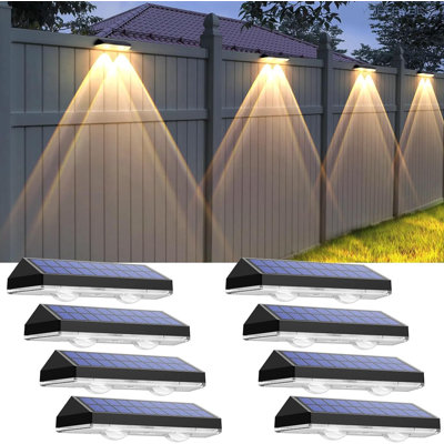 Lot de 8 lampes solaires d'extérieur pour clôture, étanches, à DEL, pour clôture et marches, 3 modes de couleur (2700K/4000K/6000K), appliques murales solaires d'extérieur.