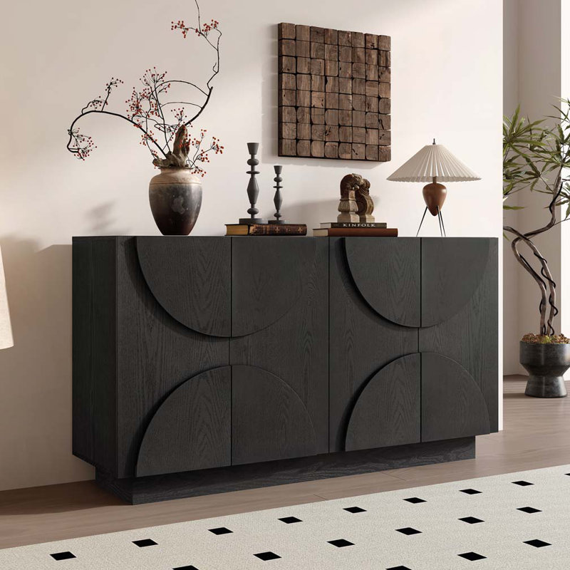 Armoire de rangement 4 portes avec tablettes réglables, Noir