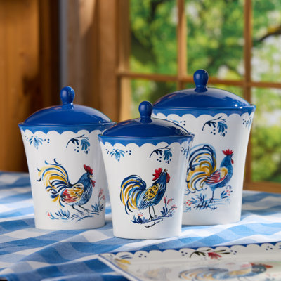 Ensemble de 3 bocaux en céramique French Rooster