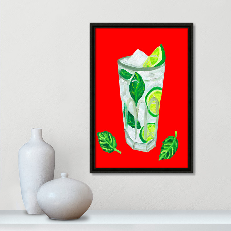 «Mojito Extra Mint Print» par Straker, H 19,5 po x l 13,5 po, Flottant espresso