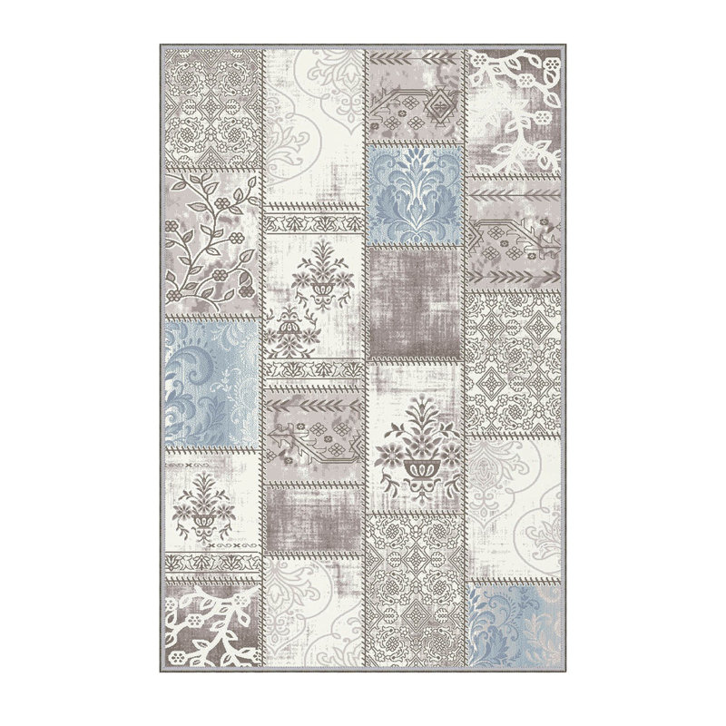 Tapis en polyester de qualité supérieure (5,2 x 7,5 pi), 100% antibactérien, antidérapant, 0,3 po de hauteur | Lavable à la machine, impression numérique 3D, tapis tissé durable | Idéal pour le salon, la chambre à coucher et les espaces repas