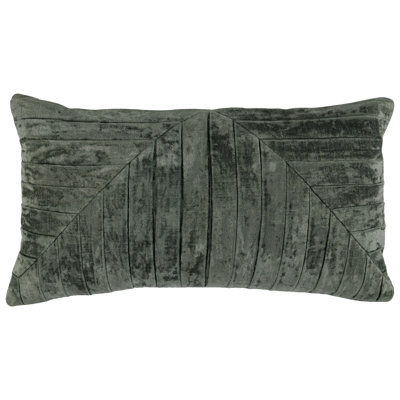 Laurant 100% Velvet 14" x 26" Pillow Cover & Insert in Forest Green